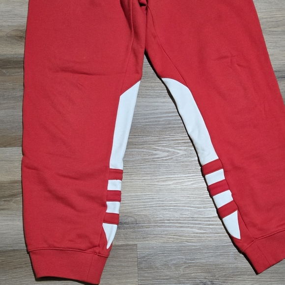 Adidas Big Trefoil Red White Jogger Sweatpants Size M - Picture 5 of 13